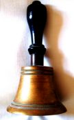 School Bell Brass Circa 1900 With Clapper 6 and Half Ins High 3 and Half Ins Wide