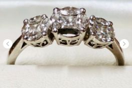 Diamond Cluster Ring 1Ct Set In Platinum (Missing 1 Stone) With Appraisal £4695