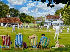 British Summer Rural Village Cricket Match The Locals In Action Metal Wall Art