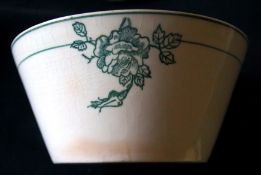 Bowl Circa 1920 No Maker Mark 12cm Diameter At Top Green Rose Design