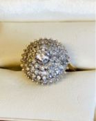 Diamond Cluster Ring 1.45Ct Set In Yellow Gold Size J New
