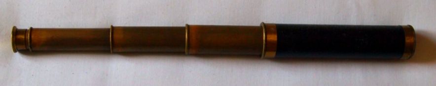 Nautical Telescope Brass Circa 1880 5 Sectioned From 16cm Unopened To 44cm Extended Leather Casi...