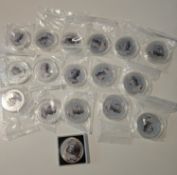 Collection of 17 Queen Elizabeth Silver Plated Coins