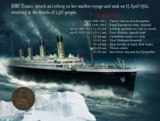 The Sinking of The Titanic 1912 Original Penny Metal Plaque Montage