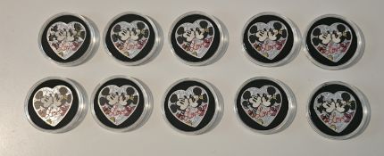 Disney Mickey Mouse 10 Silver Plated Coins