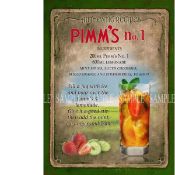 Pimms Classic Cocktail Authentic Recipe Metal Wall Art