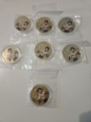Bruce Lee Collection of 7 Gold Plated Coins
