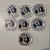 Harry and Meghan Collection of 7 Silver Plated Coins