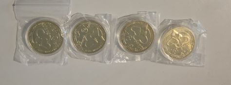 Collection of 4 I Love You Gold Plated Coins