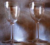 Glasses Pair Liqueur With Cut Pattern of Romanesque Rim and Stars Circa 1880