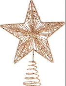 Christmas Tree Top Star Iron Rose Gold Star Christmas Tree Topper Glitter Star Decoration