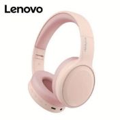 Lenovo TH30 Wireless Headphones Over Ear, Bluetooth Thinkplus Beats, Baby Pink