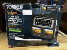 Tower Vizion 11L Dual Basket Air Fryer. RRP £140 - Grade U