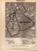 Antique 139 Years-Old Scarce Map Newington London Boundary Changes 1885.