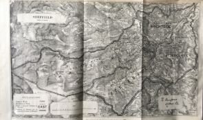 Antique 139 Years-Old Scarce Map City of Sheffield 1885 Boundary Changes.