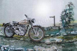 1950's Royal Enfield Bullet Trials Nostalgic Motorbike Large Metal Wall Art