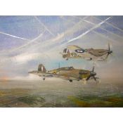WW2 RAF Hawker Hurricanes In Flight Large Metal Wall Art