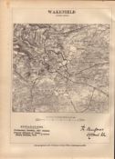 Antique 139 Years-Old Scarce Map Wakefield Yorks Boundary Changes 1885.