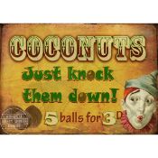 Coconuts Fair Stall Just Knock Em Down Metal Wall Art