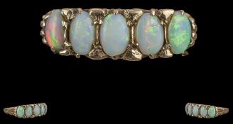 A Stunning Edwardian 9ct Gold Australian White Crystal Opal Trilogy Ring – 4.5g - Size O.