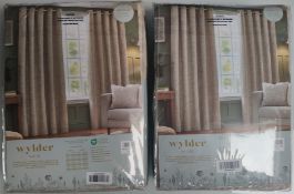 2 x Brand New Pairs of Wylder Grantly Natural Curtains. 228 x 137cm.