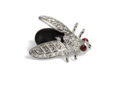 Onyx and Swarovski Crystal Fly Brooch - unboxed x 5