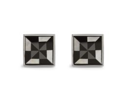 Semi Precious Stone Square Cufflink - Mother of pearl, Onyx and Hematite - Unboxed x 5