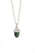 Natural Malachite Stone Acorn Necklace - Finished With Swarovski Crystals - Unboxed