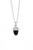 Onyx Acorn Pendant - Finished With A Swarovski Crystal Shell - Unboxed