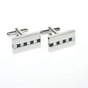 Onyx and Mother of Pearl Checked Rectangle Cufflink - unboxed x 5