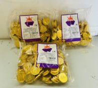 3 x 1KG Kingsway Pirate Gold Milk Chocolate Coins New Sealed Pack