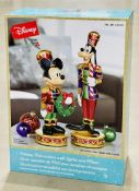Disney Christmas Mickey & Goofy Nutcrackers 15.1 In With LED & Sounds New Sealed Box