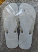 White Flip Flop Toe Post Sandals Large