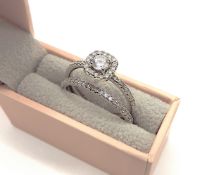 Sterling Silver Gemstone Twin Ring Set New With Gift Box