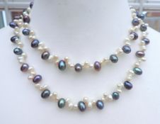 Double Strand Cultured Pearl Necklace Silver Clasp New With Gift Box