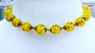 Vintage Murano Glass Bead Necklace With Gift Box