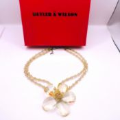 Butler & Wilson Champagne Crystal Flower Necklace New With Gift Box