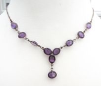 Sterling Silver Amethyst Gemstone Necklace New With Gift Box