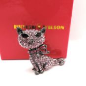 Butler & Wilson Crystal Cat Brooch New With Gift Box