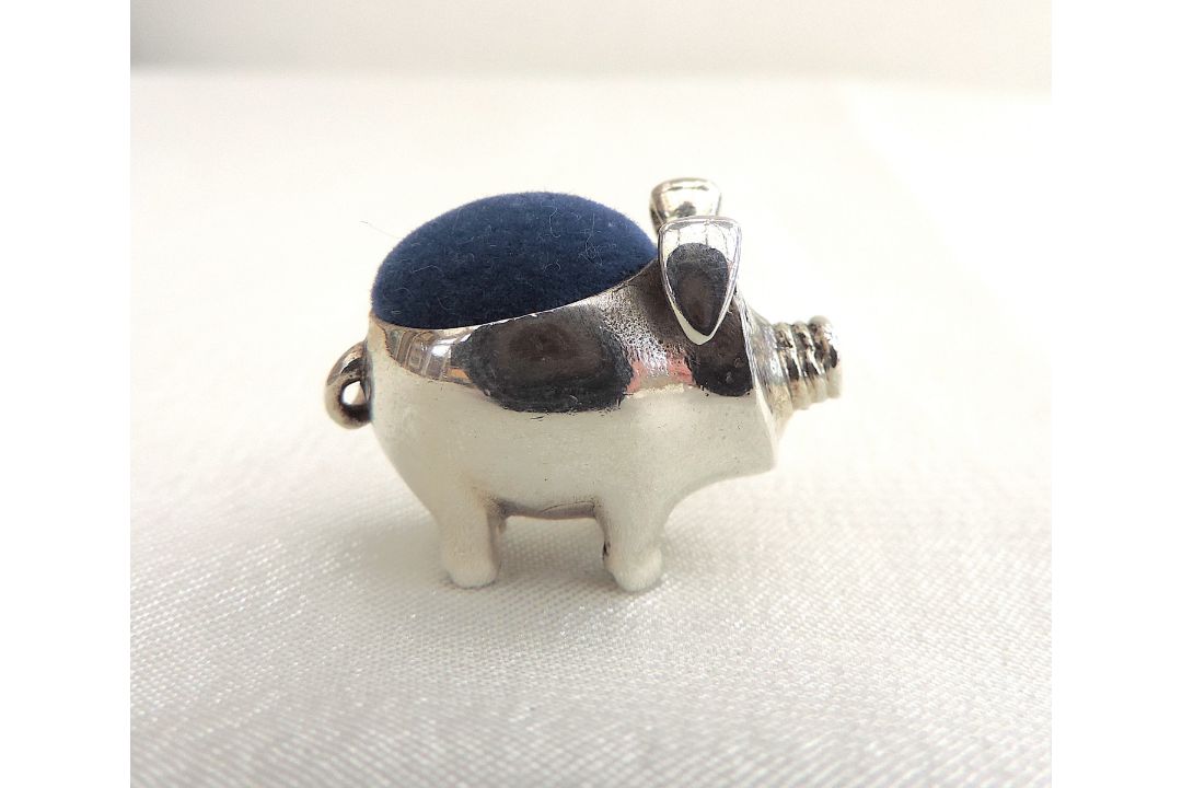 Antique Sterling Silver Pig Pin Cushion - Image 2 of 6