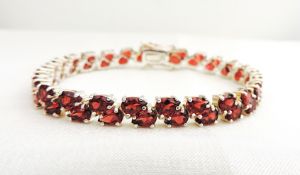 Sterling Silver 35 Carat Red Sapphire Bracelet New With Gift Box