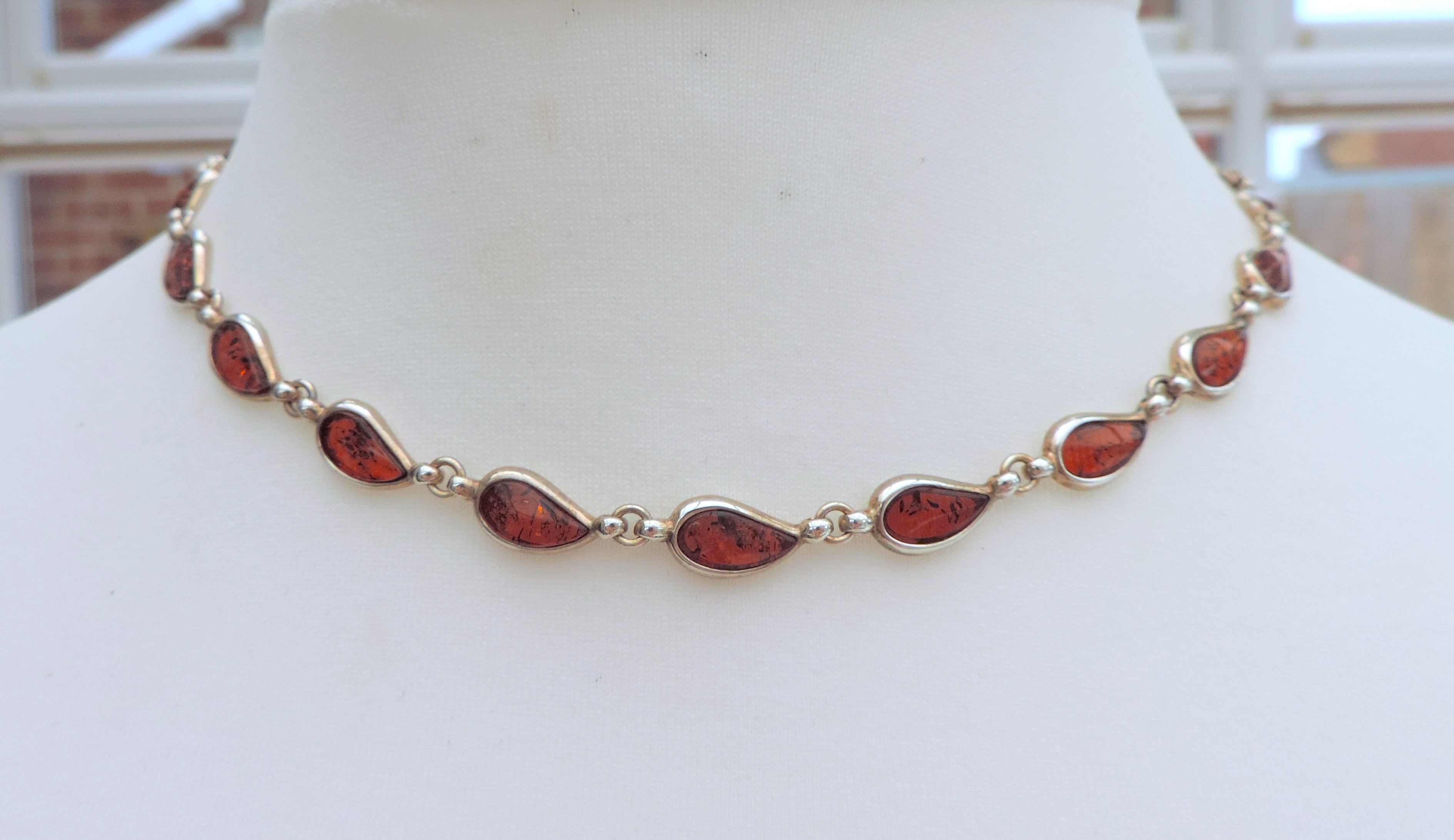 Sterling Silver Amber Necklace New With Gift Box - Image 2 of 4