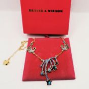 Butler & Wilson Blue Aurora Crystal Shooting Star Necklace New With Box