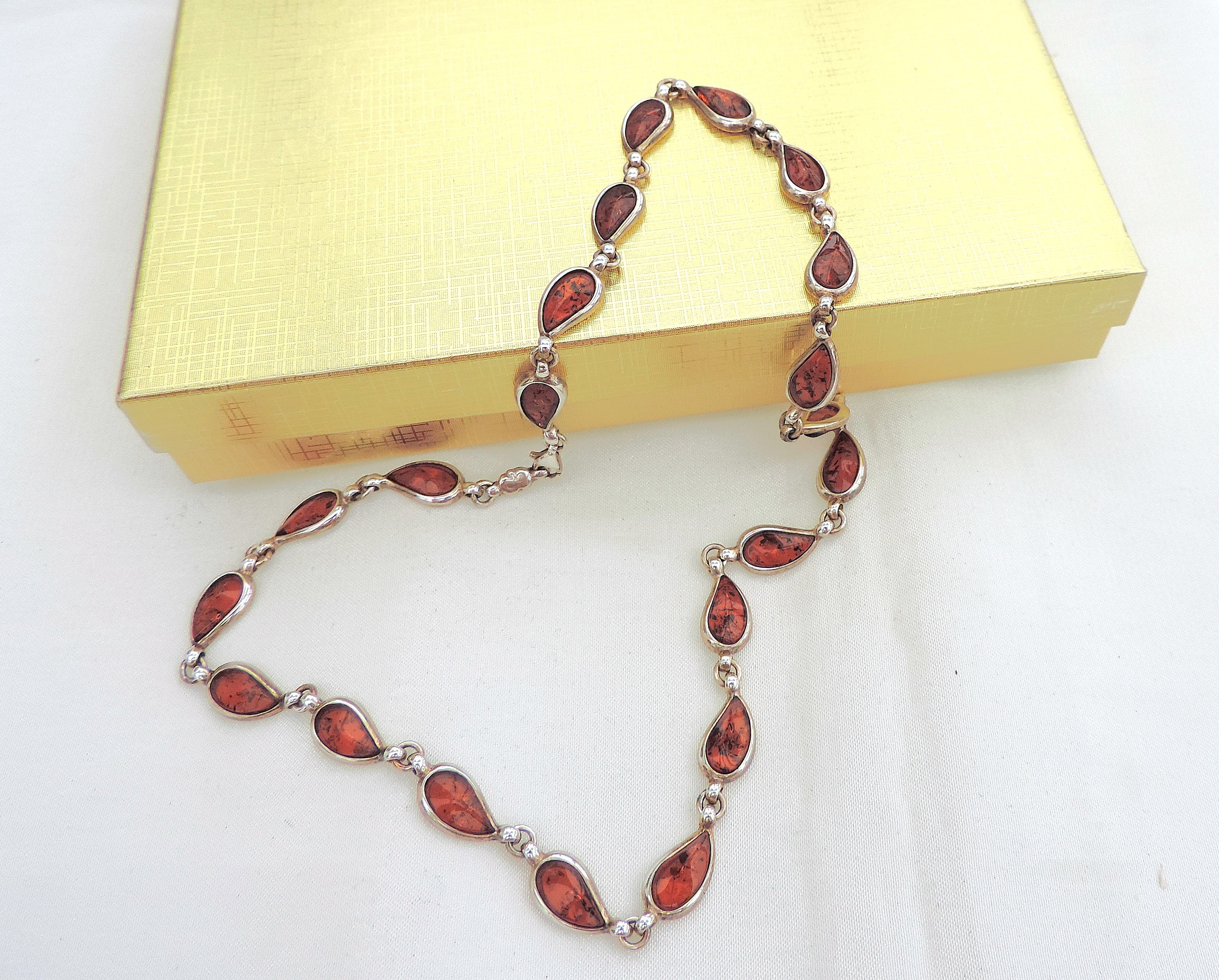 Sterling Silver Amber Necklace New With Gift Box - Image 3 of 4