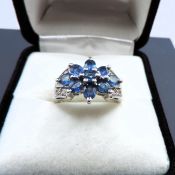 Sterling Silver Sapphire Ring New With Gift Pouch