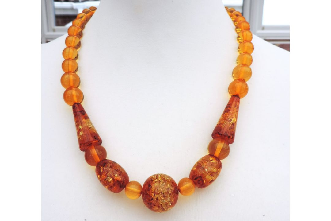 Vintage 26 Inch Chunky Honey Amber Necklace - Image 1 of 3