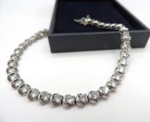 Sterling Silver Gemstone Tennis Bracelet New With Gift Box