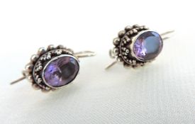 Artisan Sterling Silver Amethyst Gemstone Earrings
