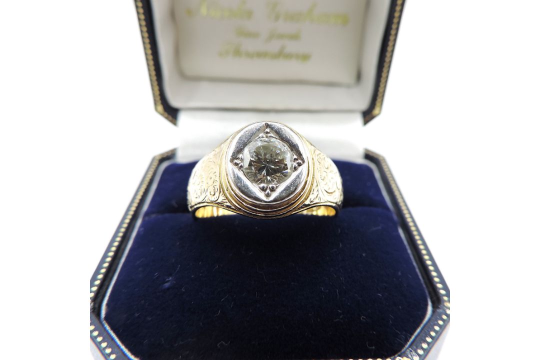 Edwardian 18K Gold Old Mine Cut 1.25 Carat Diamond Ring London Hallmark 1903 - Image 4 of 9