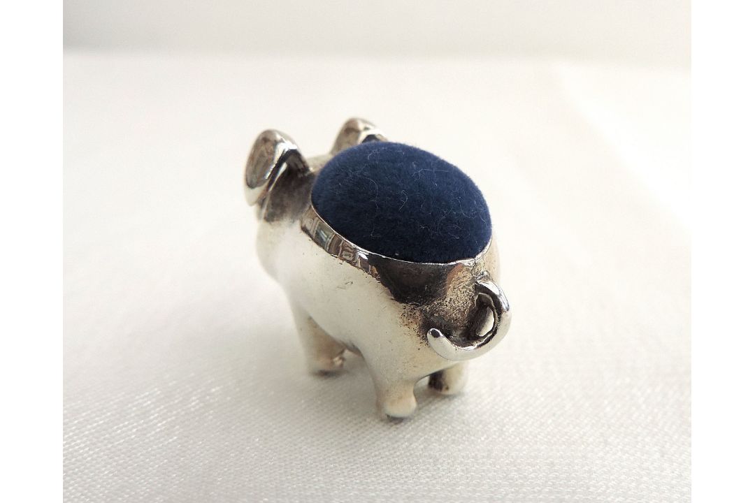 Antique Sterling Silver Pig Pin Cushion - Image 4 of 6